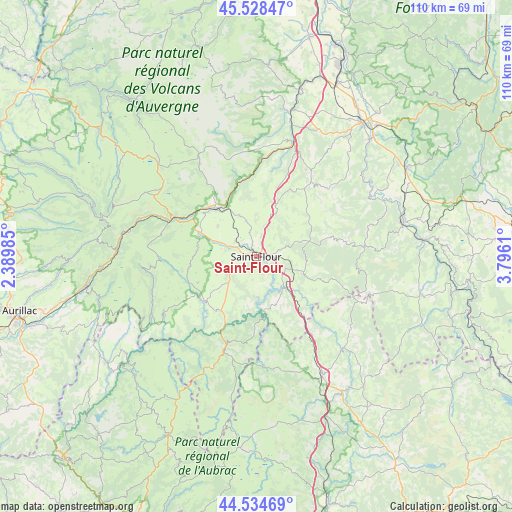 Saint-Flour on map