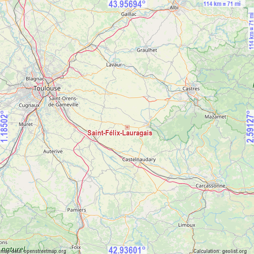 Saint-Félix-Lauragais on map
