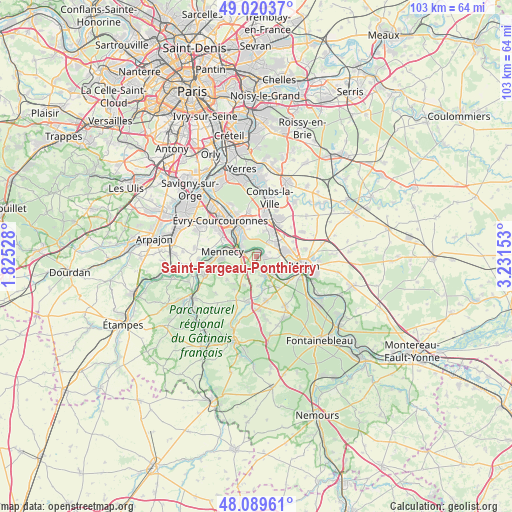 Saint-Fargeau-Ponthierry on map