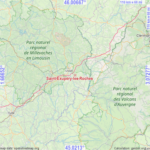 Saint-Exupéry-les-Roches on map