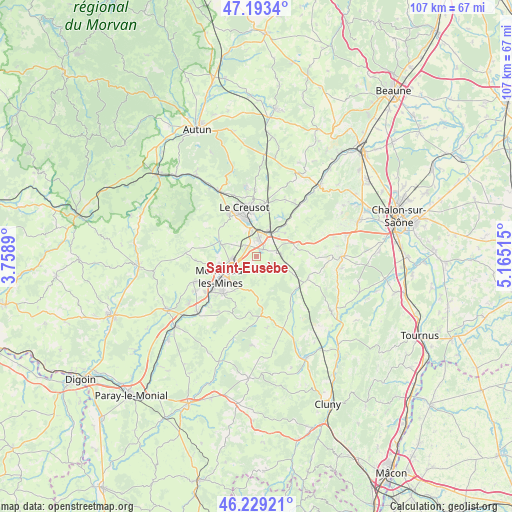 Saint-Eusèbe on map