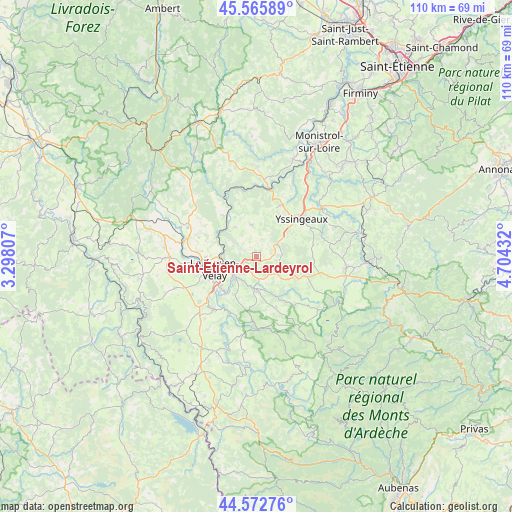 Saint-Étienne-Lardeyrol on map