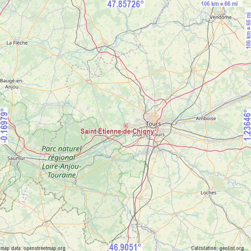 Saint-Étienne-de-Chigny on map