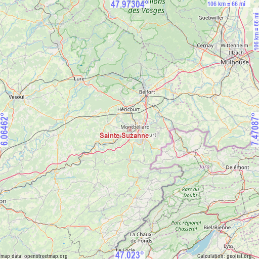 Sainte-Suzanne on map
