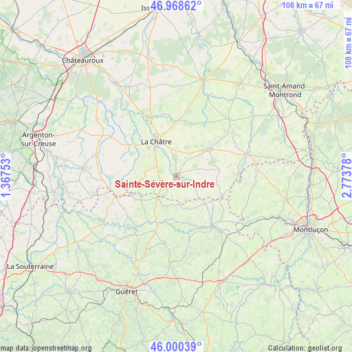 Sainte-Sévère-sur-Indre on map