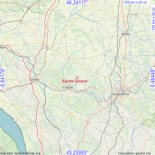 Sainte-Sévère on map