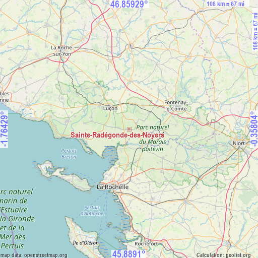 Sainte-Radégonde-des-Noyers on map