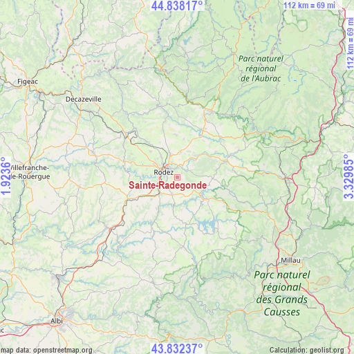 Sainte-Radegonde on map