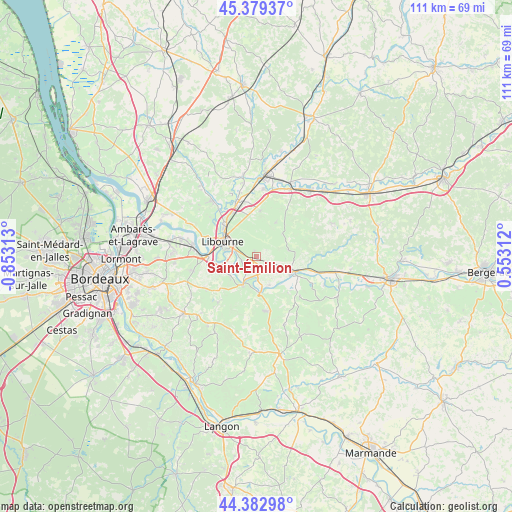 Saint-Émilion on map