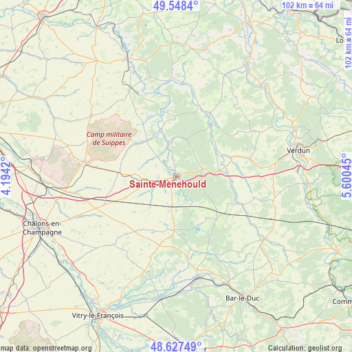 Sainte-Menehould on map