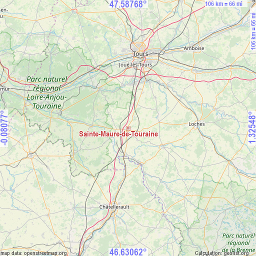 Sainte-Maure-de-Touraine on map