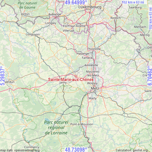 Sainte-Marie-aux-Chênes on map