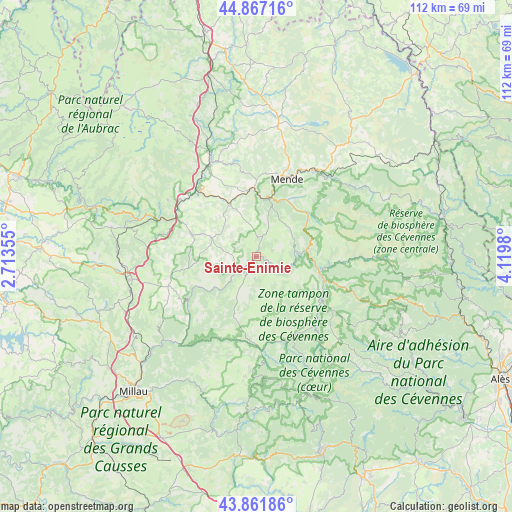 Sainte-Enimie on map