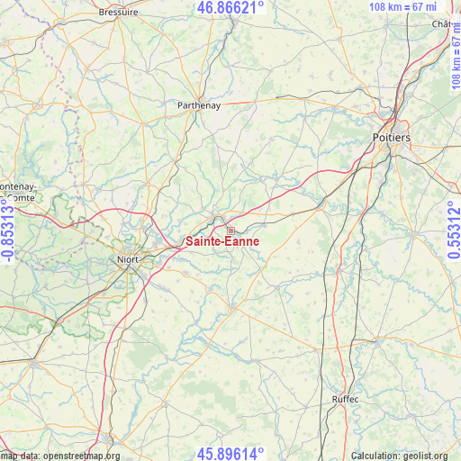 Sainte-Eanne on map