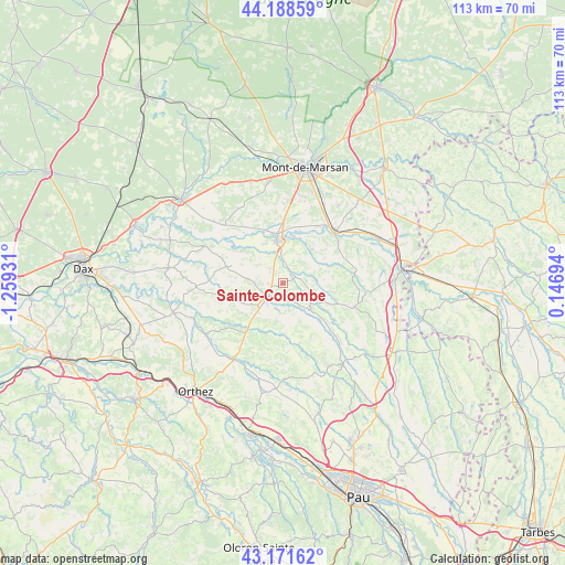 Sainte-Colombe on map