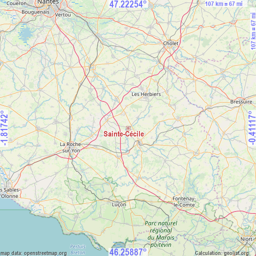 Sainte-Cécile on map
