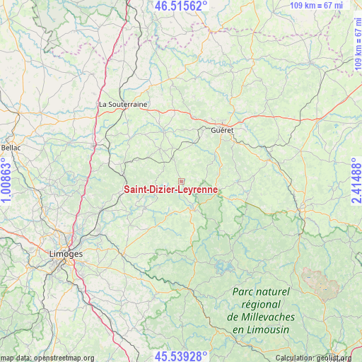 Saint-Dizier-Leyrenne on map