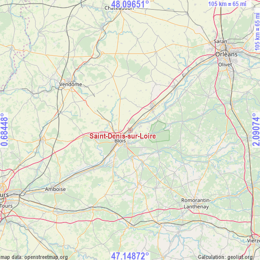 Saint-Denis-sur-Loire on map