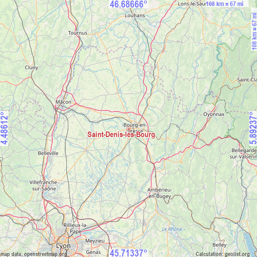 Saint-Denis-lès-Bourg on map