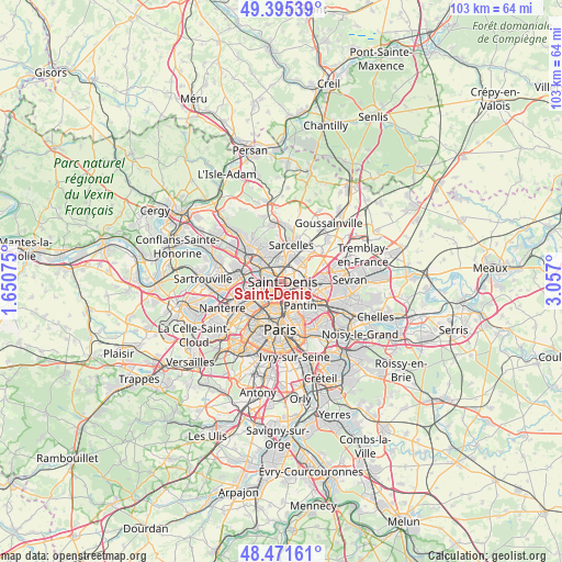 Saint-Denis on map