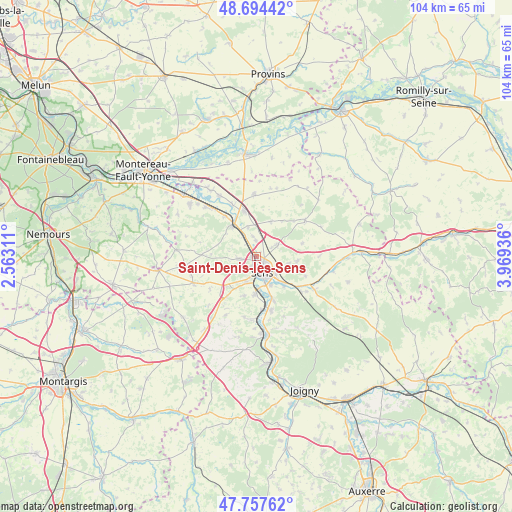 Saint-Denis-lès-Sens on map