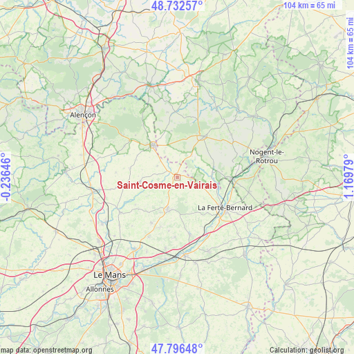 Saint-Cosme-en-Vairais on map