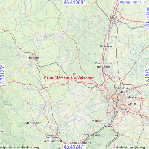 Saint-Clément-sur-Valsonne on map