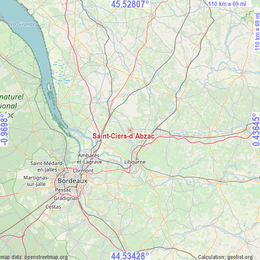 Saint-Ciers-d’Abzac on map