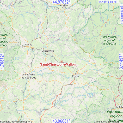 Saint-Christophe-Vallon on map