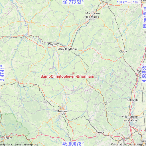 Saint-Christophe-en-Brionnais on map