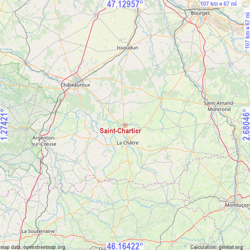 Saint-Chartier on map