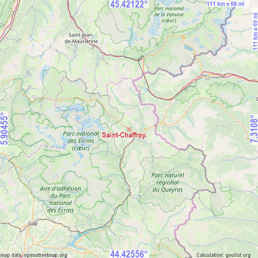 Saint-Chaffrey on map