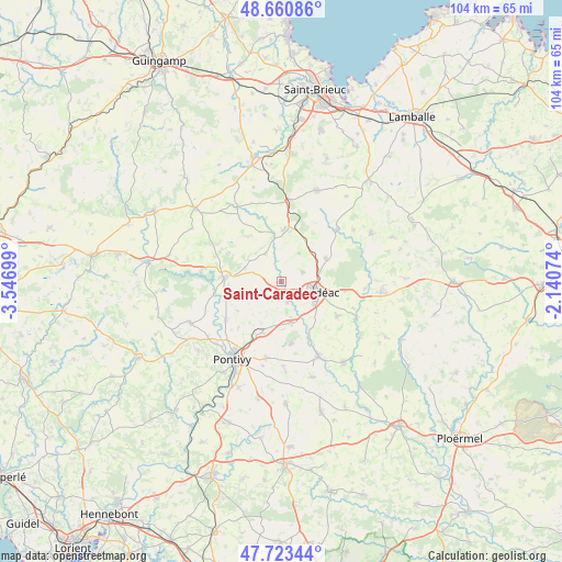 Saint-Caradec on map
