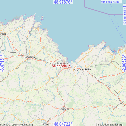 Saint-Brieuc on map