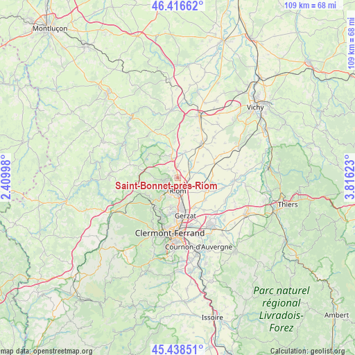 Saint-Bonnet-près-Riom on map