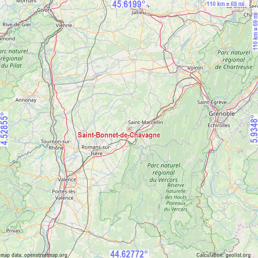 Saint-Bonnet-de-Chavagne on map