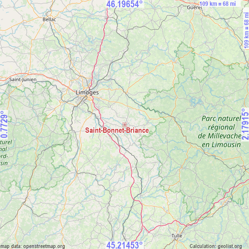 Saint-Bonnet-Briance on map