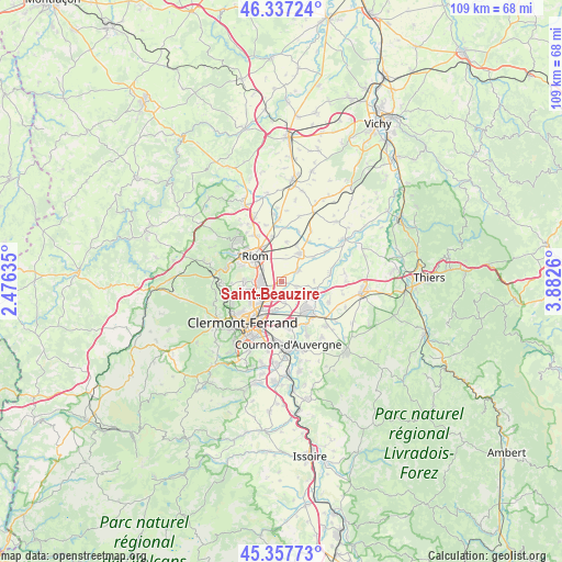 Saint-Beauzire on map