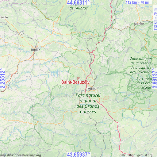 Saint-Beauzély on map