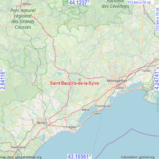 Saint-Bauzille-de-la-Sylve on map