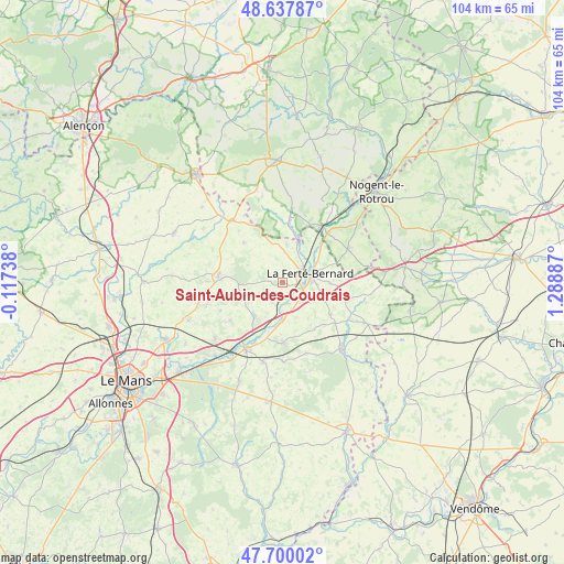 Saint-Aubin-des-Coudrais on map