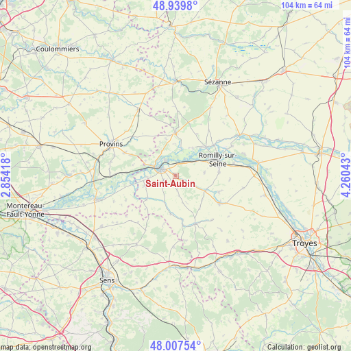 Saint-Aubin on map