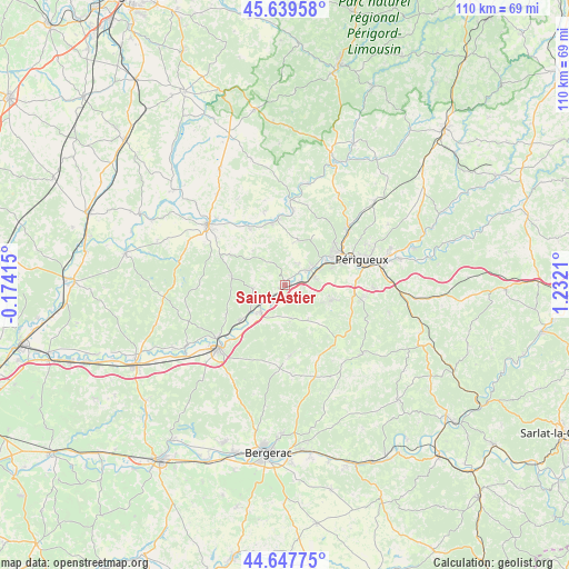 Saint-Astier on map