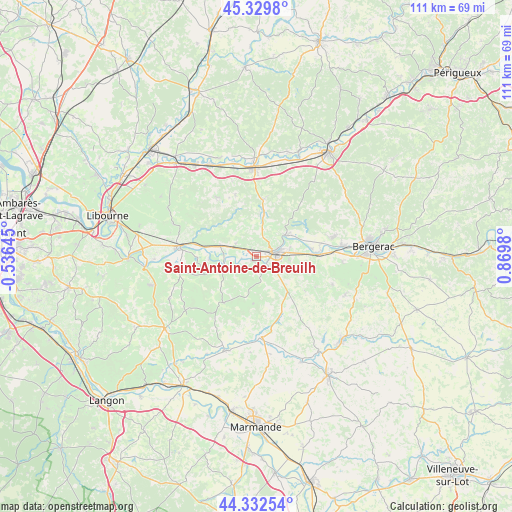 Saint-Antoine-de-Breuilh on map