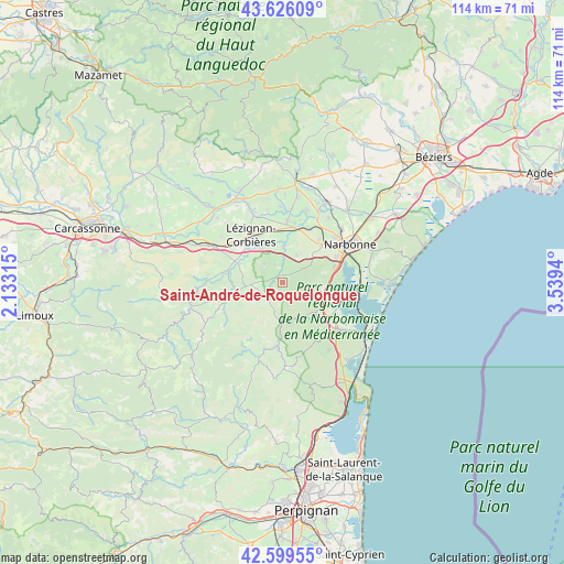 Saint-André-de-Roquelongue on map
