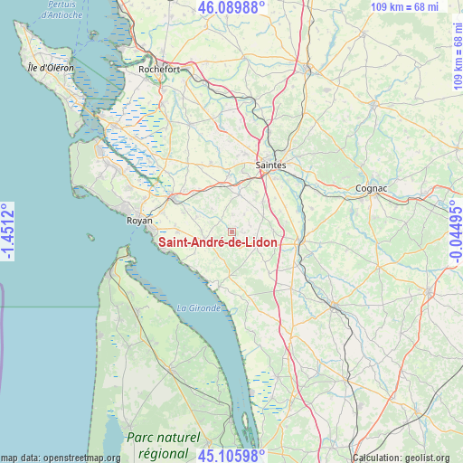 Saint-André-de-Lidon on map