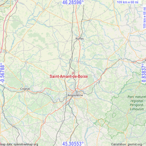 Saint-Amant-de-Boixe on map