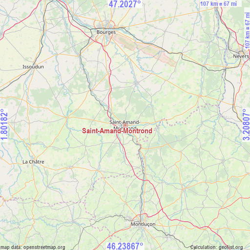 Saint-Amand-Montrond on map