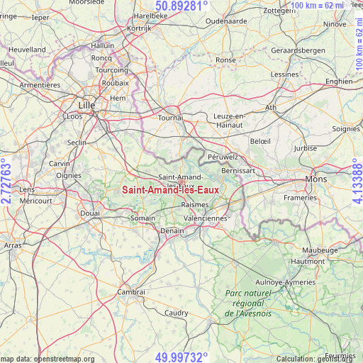 Saint-Amand-les-Eaux on map