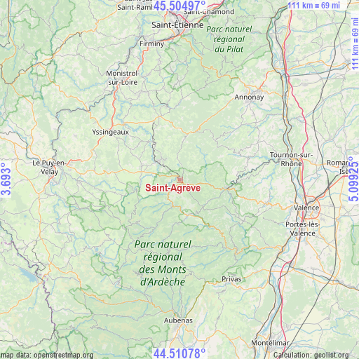 Saint-Agrève on map